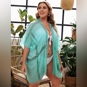 NWT Cutout Trim Swim Cover Up Kimono